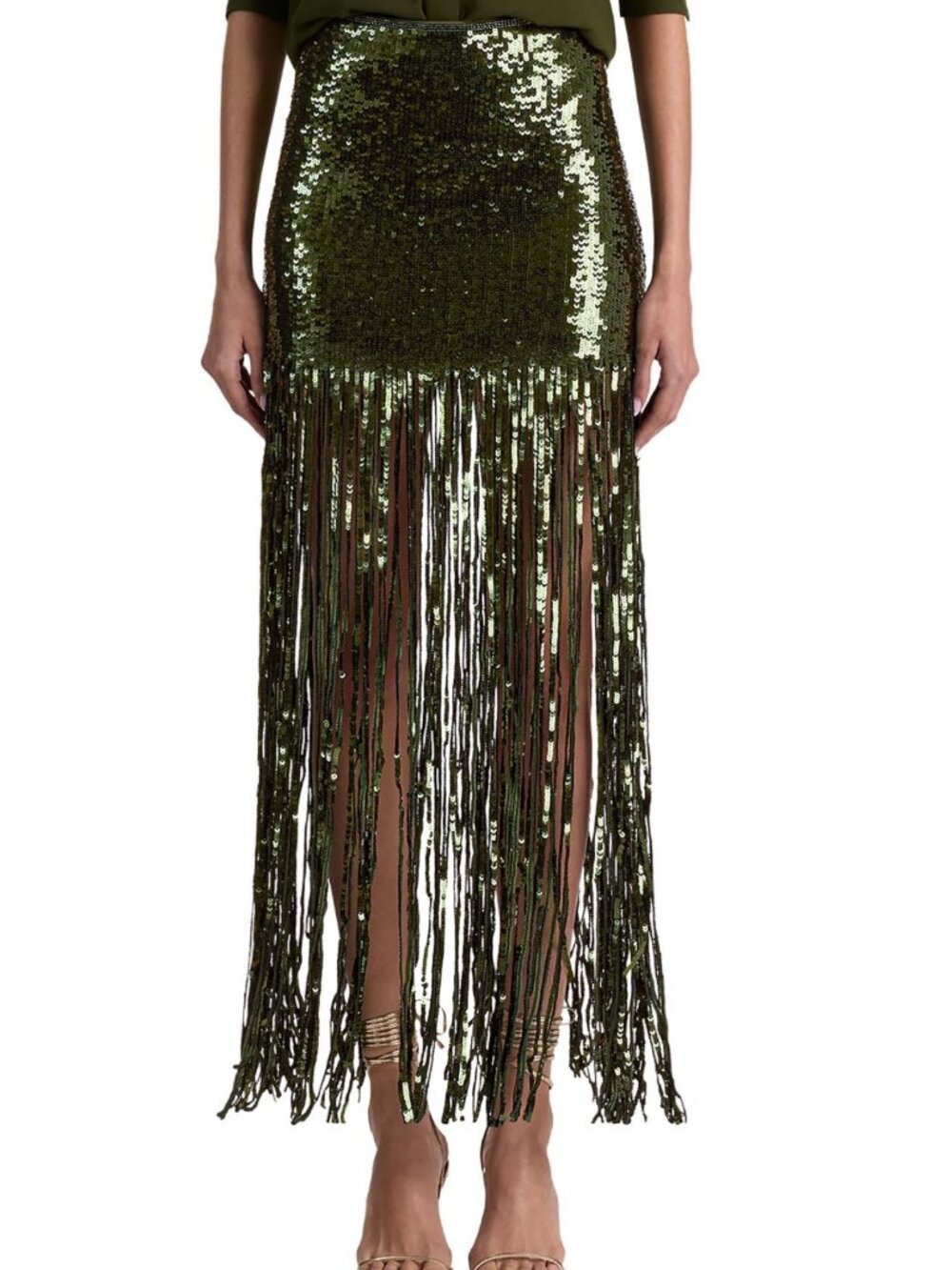 Alice and Olivia Kendra Sequinned Fringe Skirt
